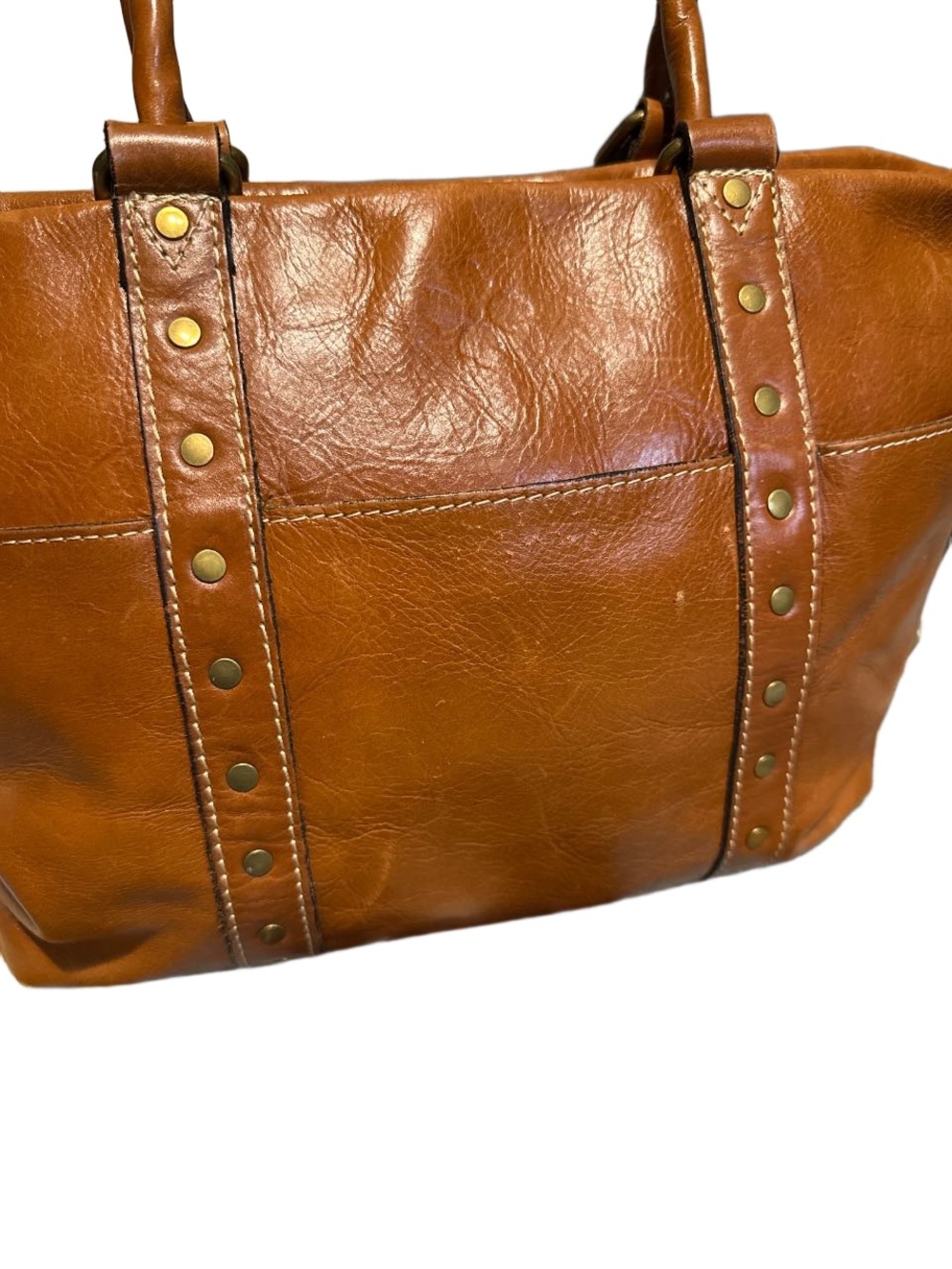 Patricia Nash ‘Carducci’ Brown Leather Shoulder Bag with Stud Accents - Picture 2 of 11